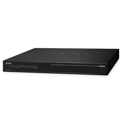 AVS-4210-24HP4X 8-Port 10/100/1000T 802.3bt PoE + 16-Port 10/100/1000T 802.3at PoE + 4-Port 10G SFP+ Managed AV Switch