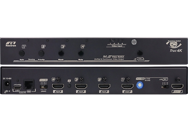 VQSCM-41 4 Ports True 4K HDMI Seamless Switch with Scaler, Auto Sensing, Serial Control, IR Control & HDCP Management