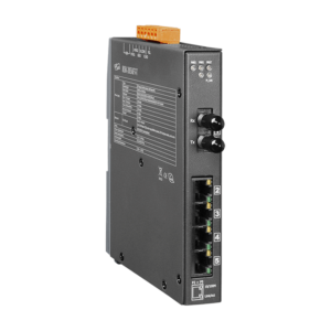 NSM-205AFT-T 4-port 10/100 Mbps Ethernet with 1 fiber port Switch (Multi mode, ST connector), Power Supply Input +12 VDC ~ +48 VDC with metal case