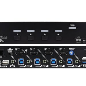 QSSM-3114 4 Ports True 4K HDMI 2.0 KVM Switch with Seamless Switching, Serial Control, Scaler & Hotkey Control
