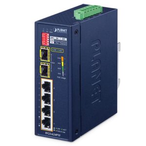 IFGS-624PTF Industrial 4-Port 10/100TX 802.3at PoE + 2-Port 1000X SFP Ring Ethernet Switch