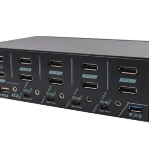 PAAG-ET3124B 4 Ports Dual Monitor 8K DisplayPort 1.4 KVM Switch With USB 3.2 Gen 2, Audio, & Hotkey Control for Gaming