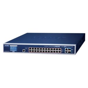 GS-6320-24UP2T2XV L3 24-Port 10/100/1000T 802.3bt PoE + 2-Port 10GBASE-T + 2-Port 10G SFP+ Managed Switch with LCD Touch Screen and Redundant Power