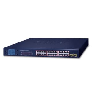 GSW-2620VHP 24-Port 10/100/1000T 802.3at PoE + 2-Port Gigabit SFP Ethernet Switch with LCD PoE Monitor
