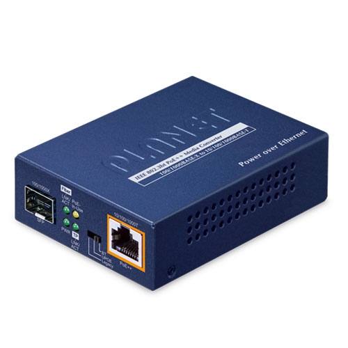 GUP-805A-95W 100/1000BASE-X SFP to 10/100/1000BASE-T 802.3bt PoE++ Media Converter (95 Watts)