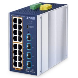 IGS-4215-16P4X Industrial L2+ 16-Port 10/100/1000T 802.3at PoE + 4-Port 10G SFP+ Managed Ethernet Switch
