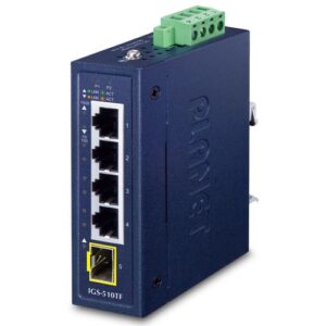 IGS-510TF  Industrial Compact 4-Port 10/100/1000T + 1-Port 100/1000X SFP Gigabit Ethernet Switch