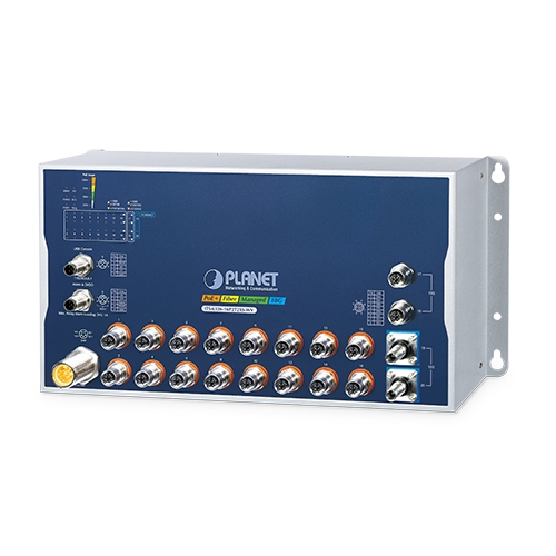 ITS-6326-16P2T2XS-WV Industrial L3 16-Port 10/100/1000T 802.3at PoE+ M12 + 2-Port 10GBASE-T M12 + 2-Port 10G Q-ODC Managed Ethernet Switch with dual wide voltage input of 24 to 110 VDC
