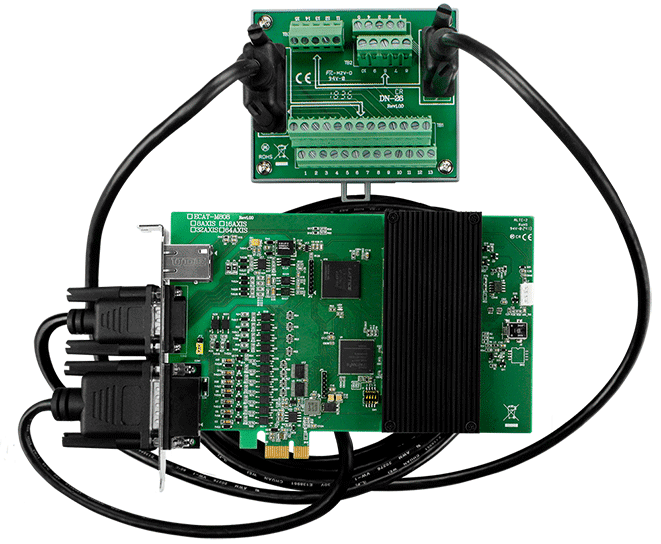 ECAT-M808-8AX PCI Express, 8-Axis EtherCAT MainDevice board with 13-ch DIO, 2-Axis Encoder (RoHS), with cable & daughter board