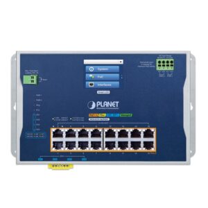 WGS-5215-16UP4XV Industrial L2+ 16-Port 10/100/1000T 802.3bt PoE + 4-Port 10G SFP+ Wall-mount Managed Ethernet Switch with LCD Touch Screen
