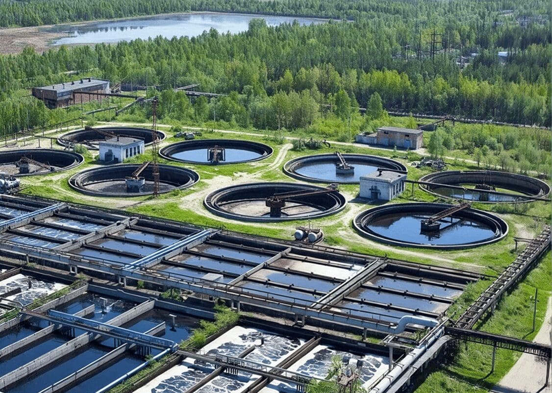Industrial water treatment plant landscape