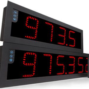 Digital display screens with red numbers