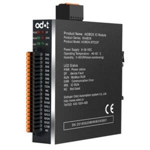 Black IO module with specifications