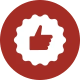 Thumbs up icon in red circle