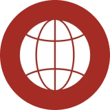 Red globe icon with grid lines