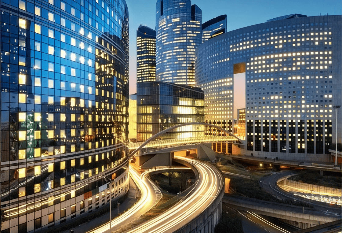 Night view of urban architecture