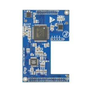 Detailed view of a blue circuit board